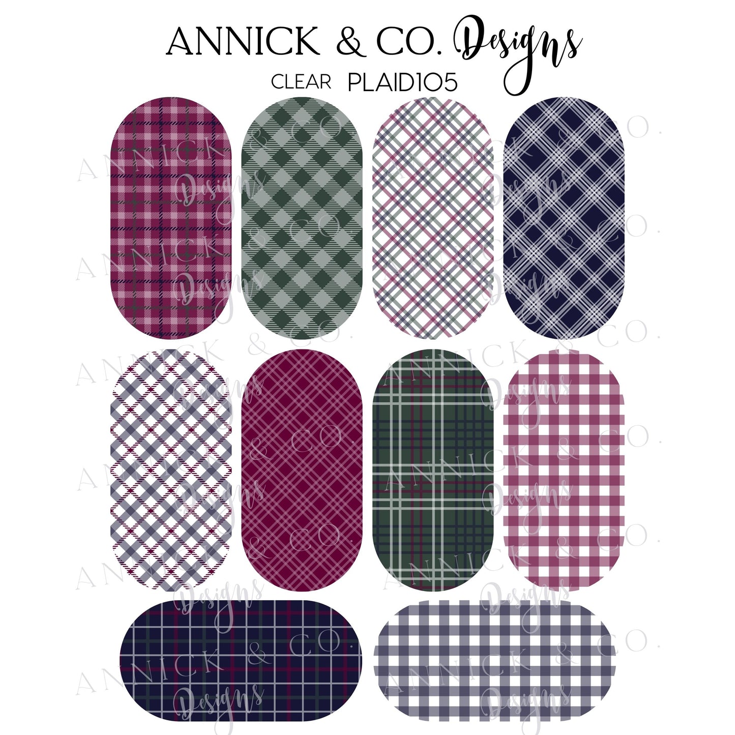 Plaid nails decals www.annickco.ca