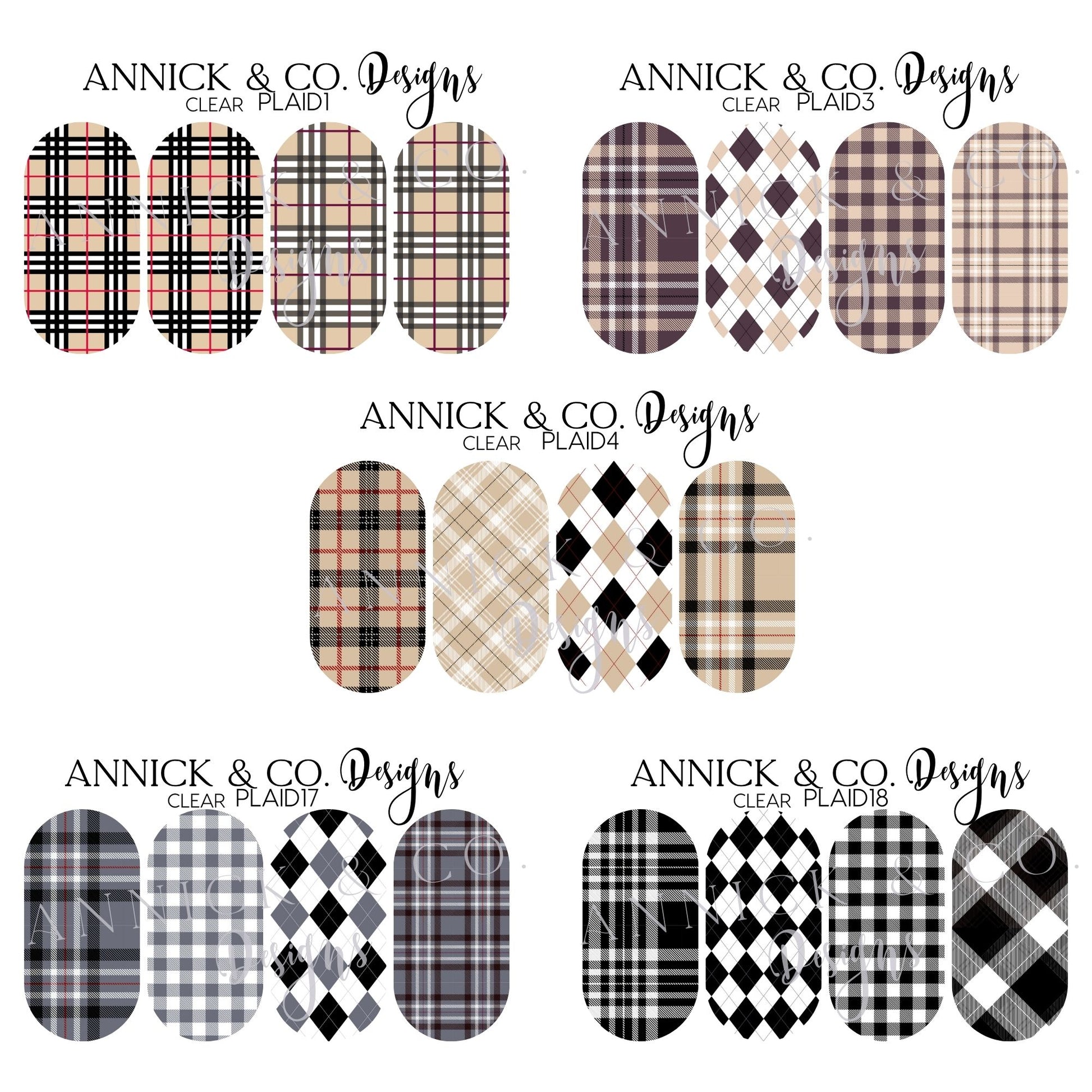 Plaid nails decals www.annickco.ca