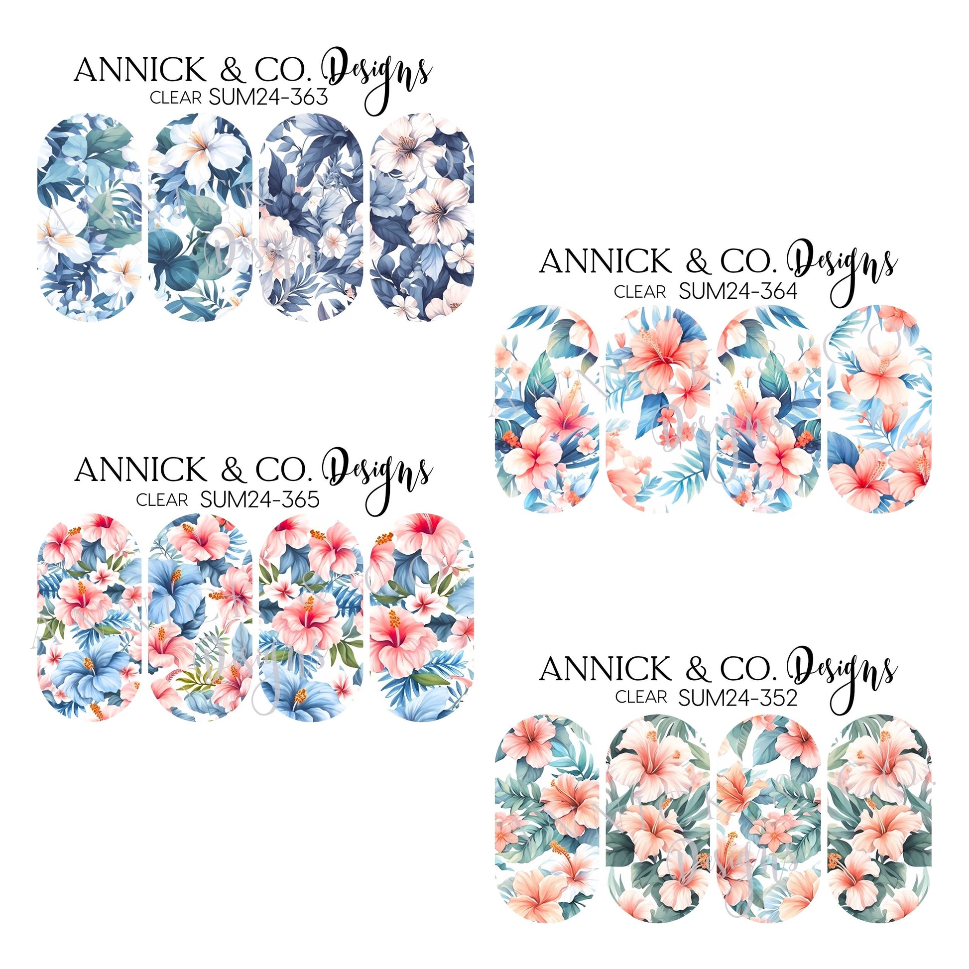 Summer hibiscus nails decals www.annickco.ca