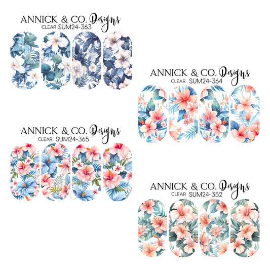 Summer hibiscus nails decals www.annickco.ca