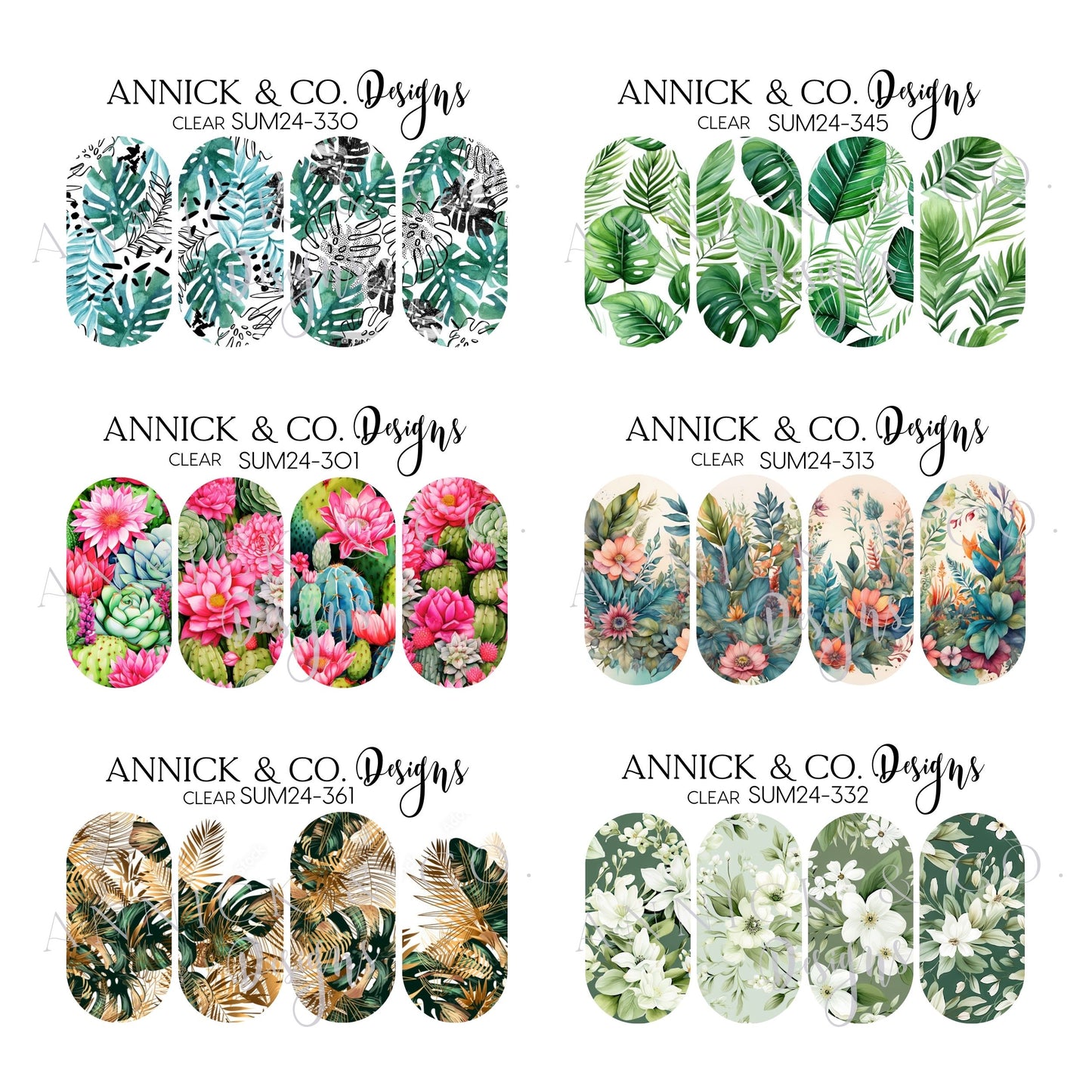 Tropical leaf nails decals www.annickco.ca