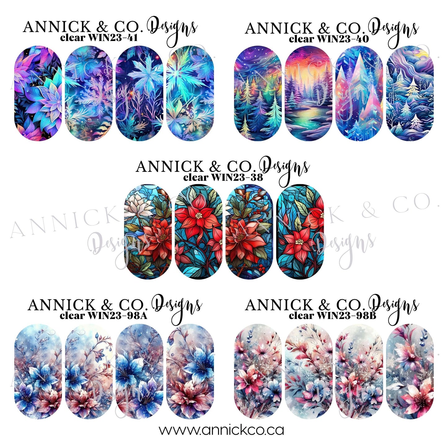 WINTER & CHRISTMAS FLOWERS Waterslide nails decals