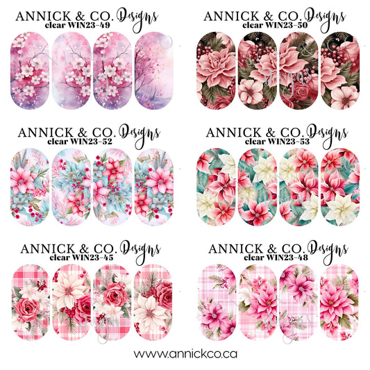 WINTER & CHRISTMAS FLOWERS Waterslide nails decals