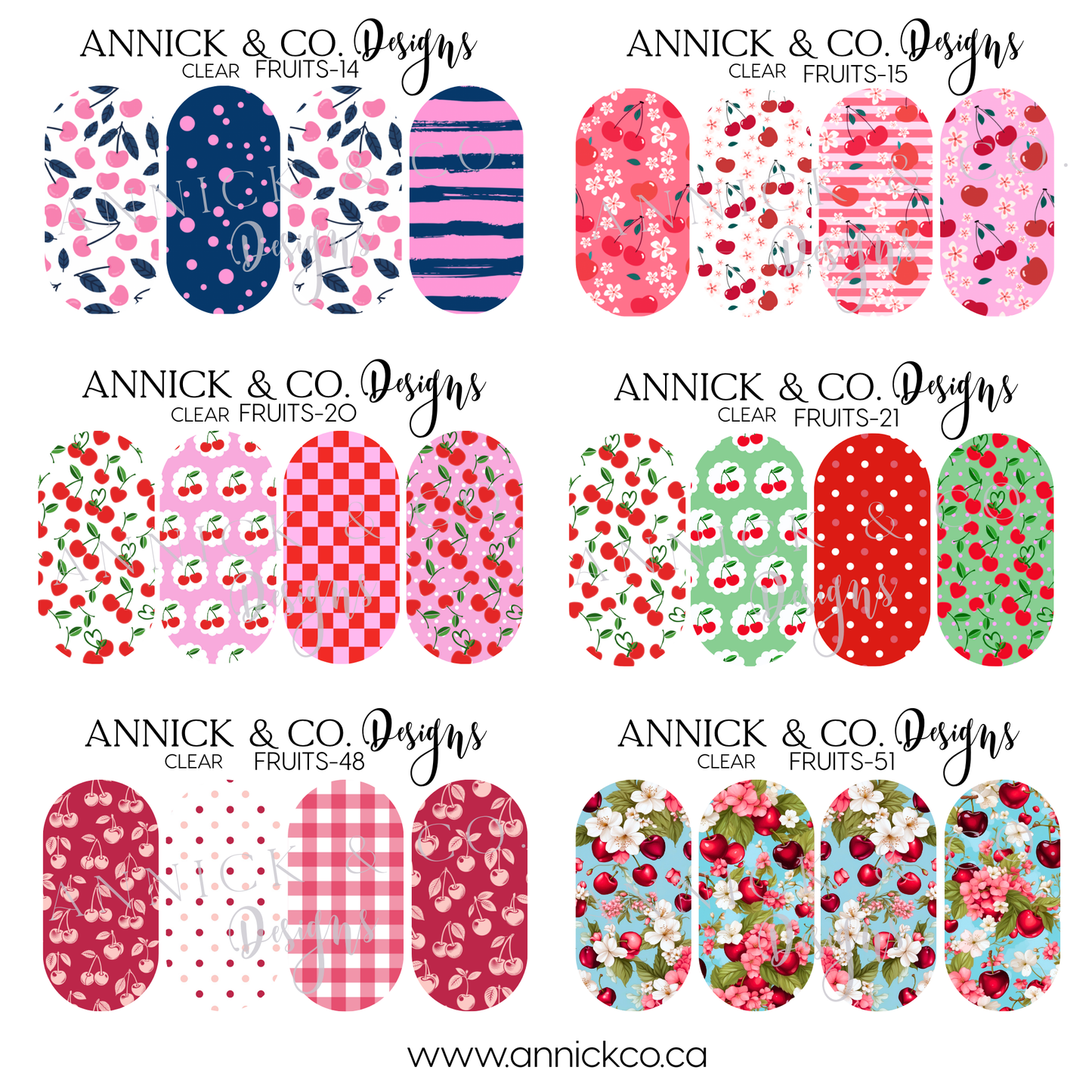 Cute Cherry nails decals 