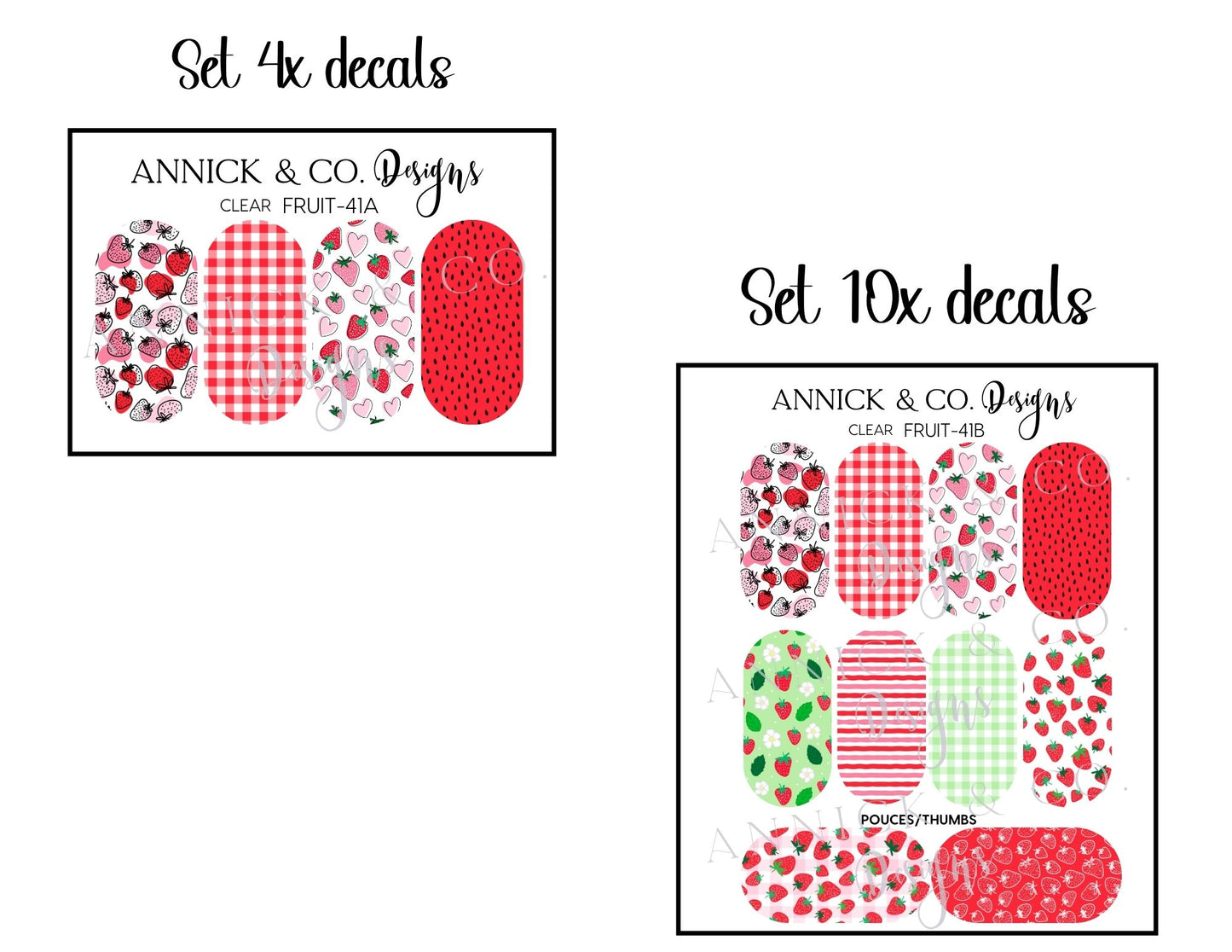 Décalques pour ongles Fraises et Melon tropicale