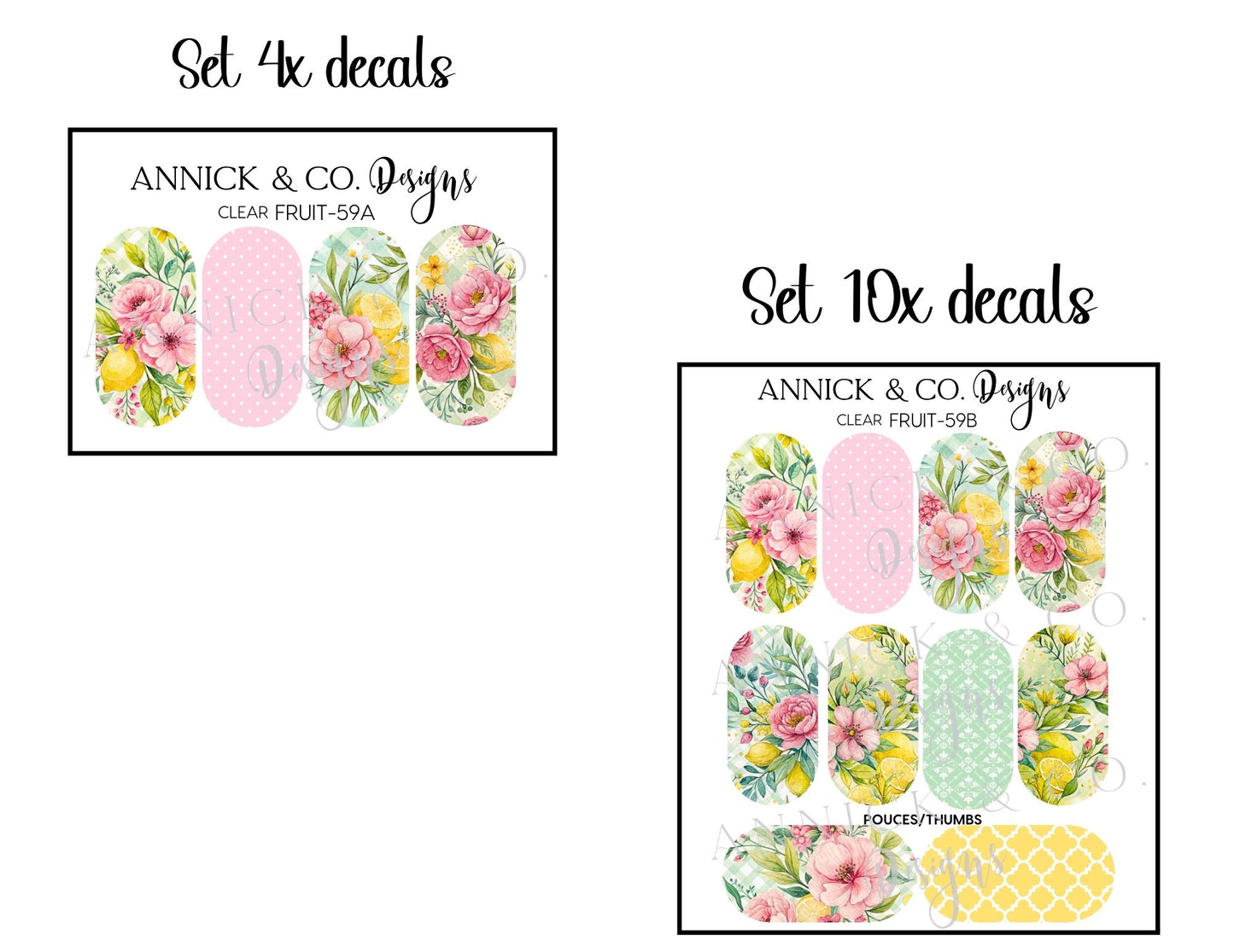 Pink limonade blossom nails decals