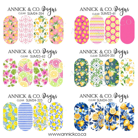 Cute lemons and pink limonade nails decals 