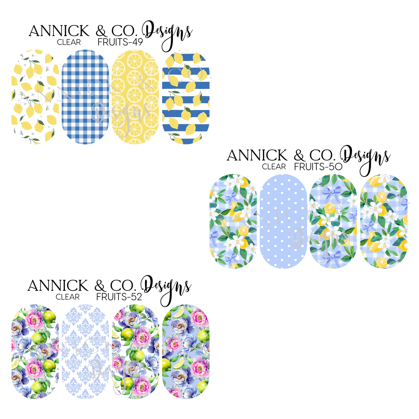 Cute lemons blossom nails decals 