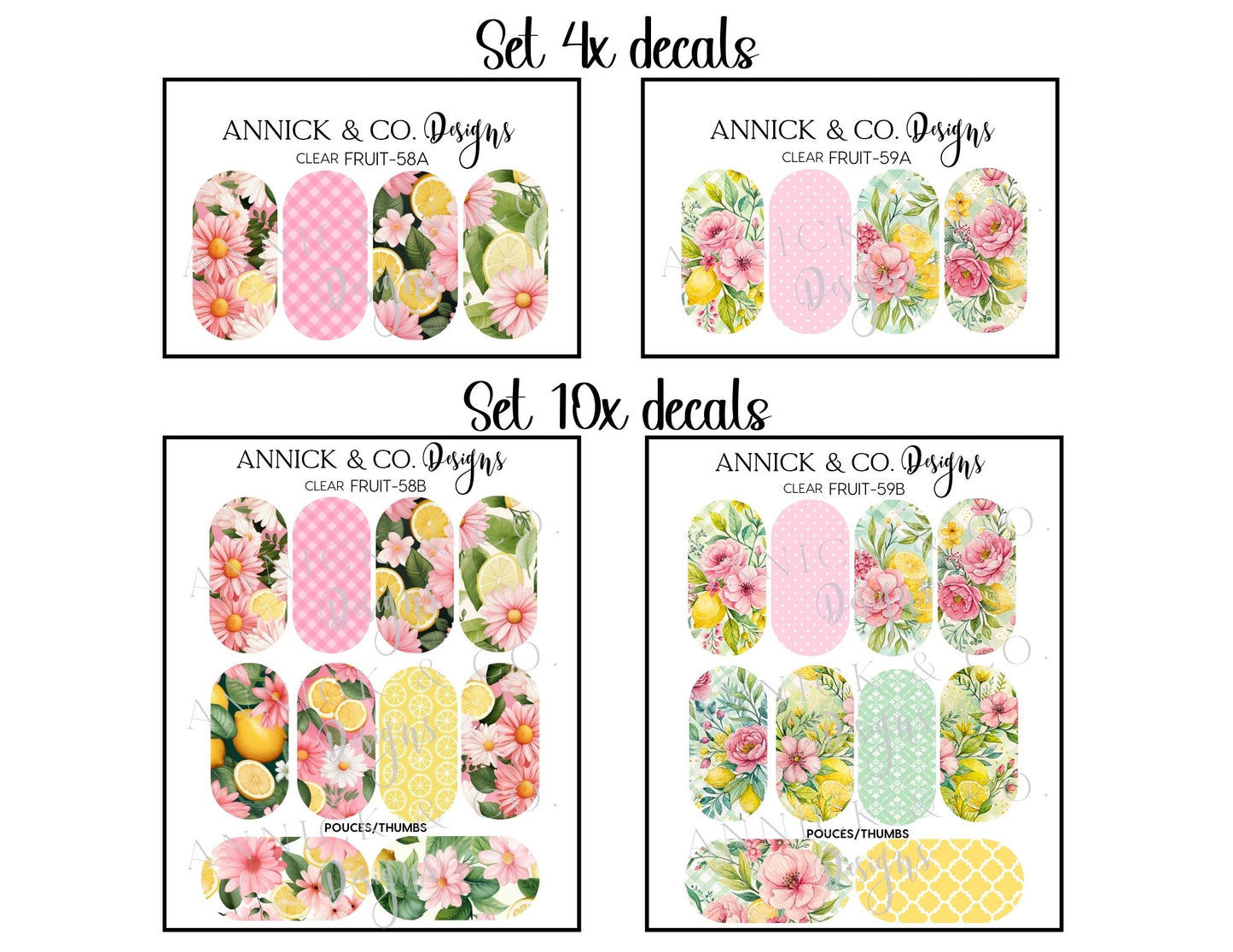 Pink limonade blossom nails decals