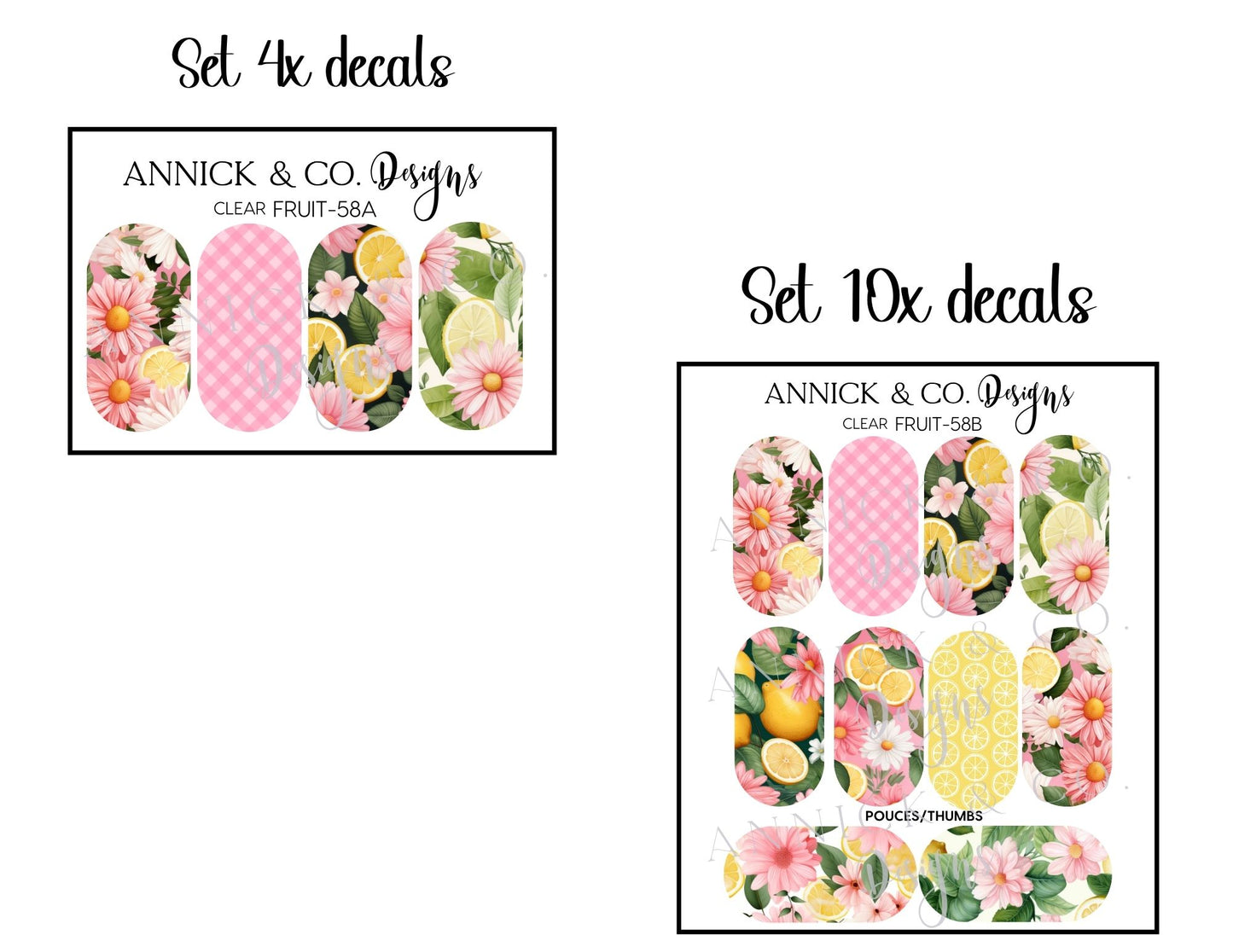Pink limonade blossom nails decals