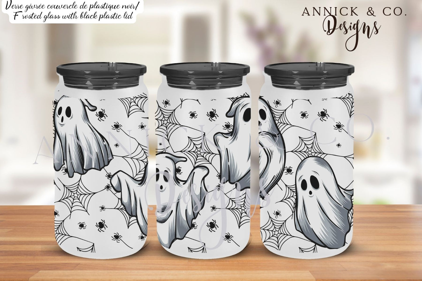 16oz Iced Coffee Tumbler halloween cute ghosts