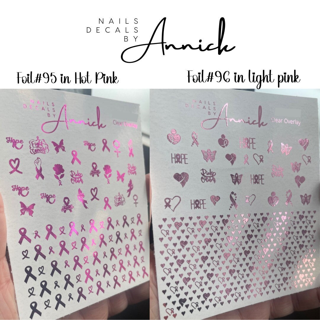 Breast Cancer Nail Water Transfer Metallic Decals