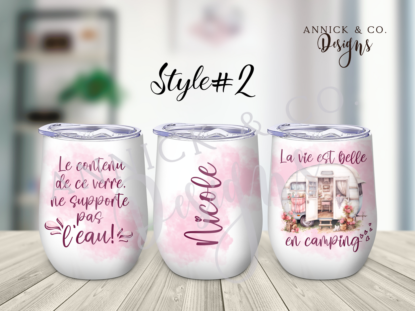 Wine Tumbler - La vie est belle en camping (customizable)