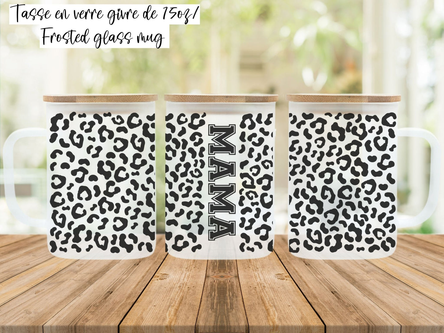 MAMA cheetah print frosted mug www.annickco.ca