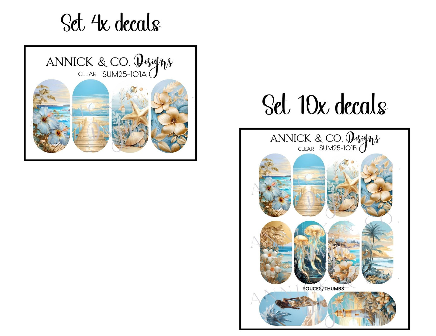 Magnificent beaches waterslide decals for nails 