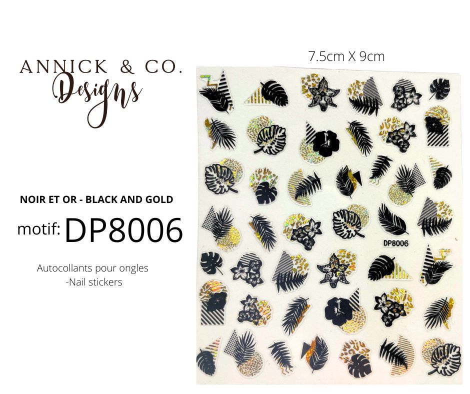 Nails Stickers summer black and gold