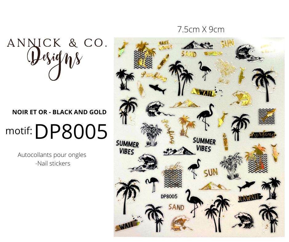 Nails Stickers summer black and gold