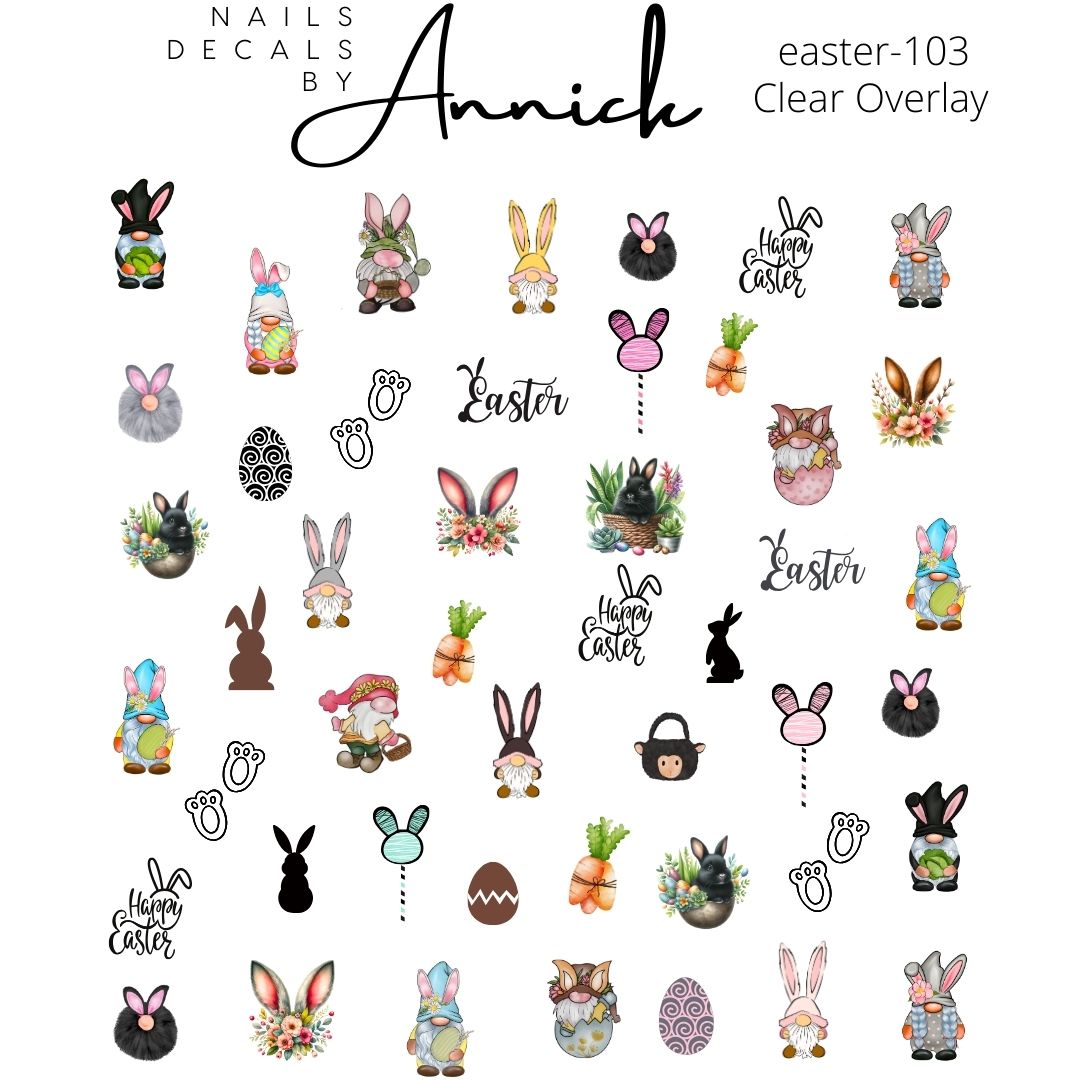 EASTERS GNOMES waterdecals for nails www.annickco.ca