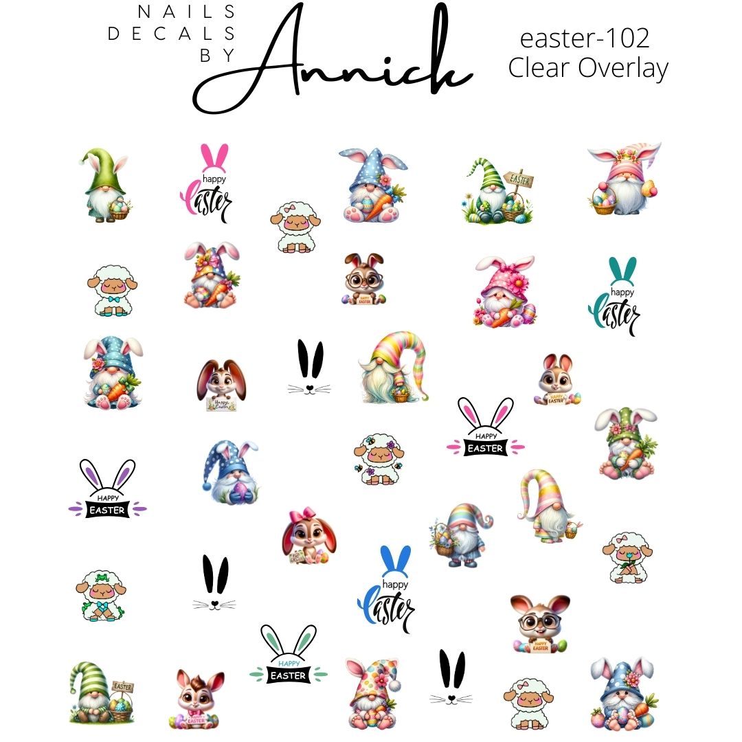 EASTERS GNOMES waterdecals for nails www.annickco.ca