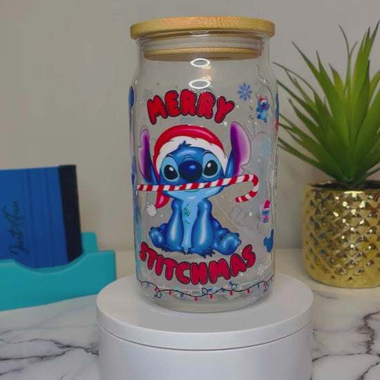 Merry Stitchmas libbey glass can www.j4funboutique.com