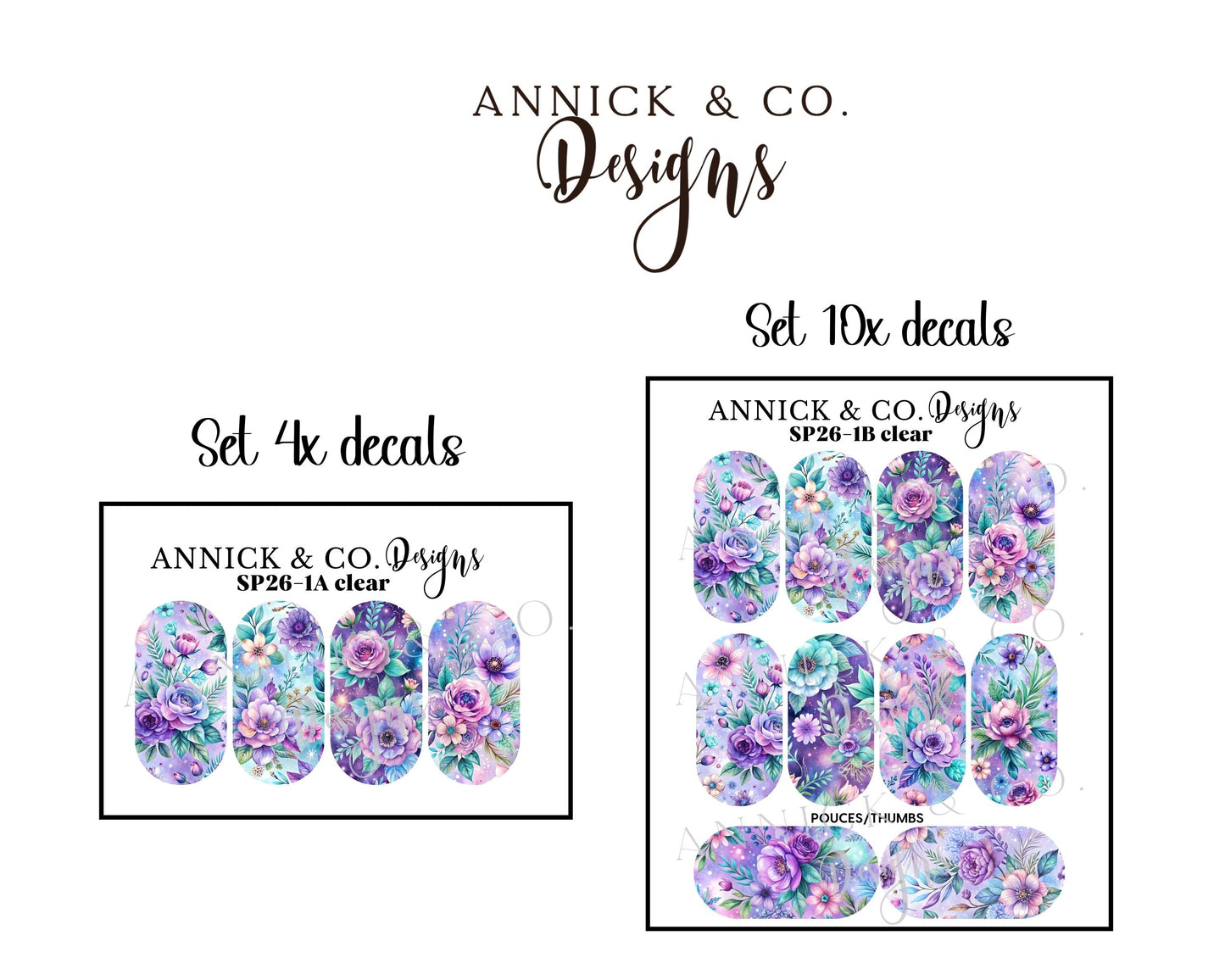 Spring Floral Waterslide Nail Decals, Nail Art Stickers for DIY Manicure, Gel, Acrylic & Natural Nails