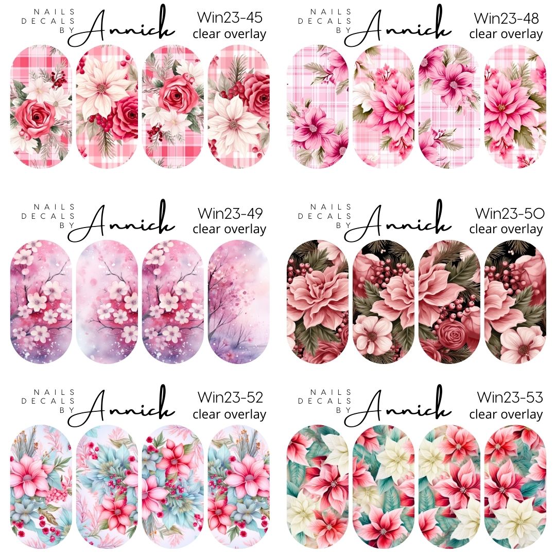 Christmas Winter flowers waterdecals for nails www.annickco.ca