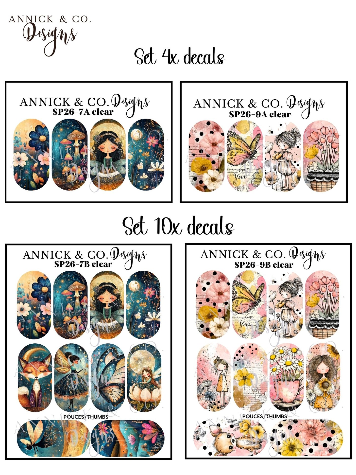 Spring Boho Floral Nail Decals, Wildflower Nail Stickers, Aesthetic Nail Art for DIY Manicure