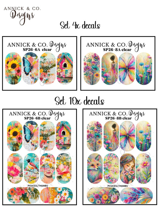 Spring Water Slide Nail Decals, Floral Nail Stickers for Gel Nails, Acrylic Nails & DIY Nail Art