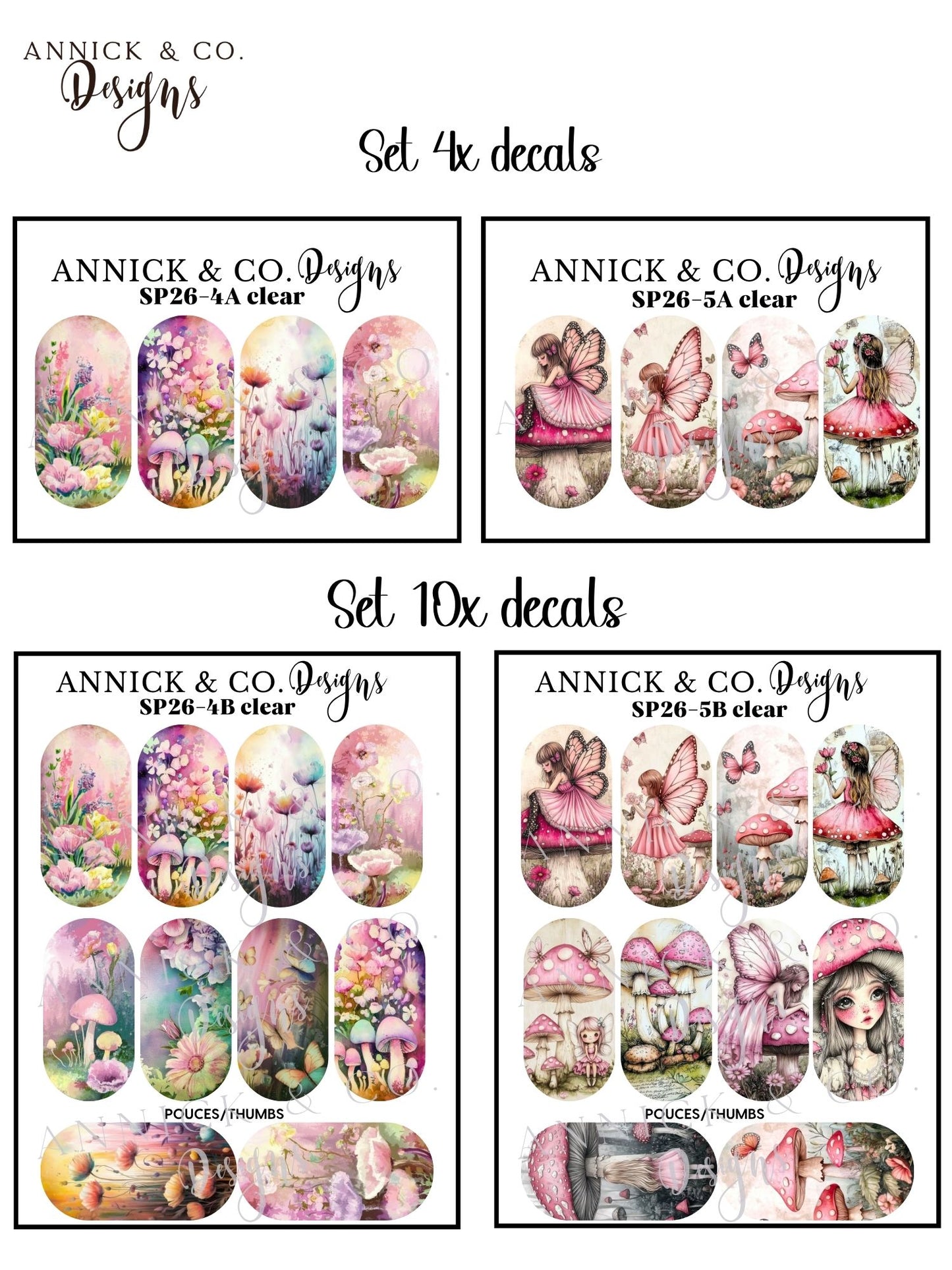 Spring Water Slide Nail Decals, Floral Nail Stickers for Gel Nails, Acrylic Nails & DIY Nail Art