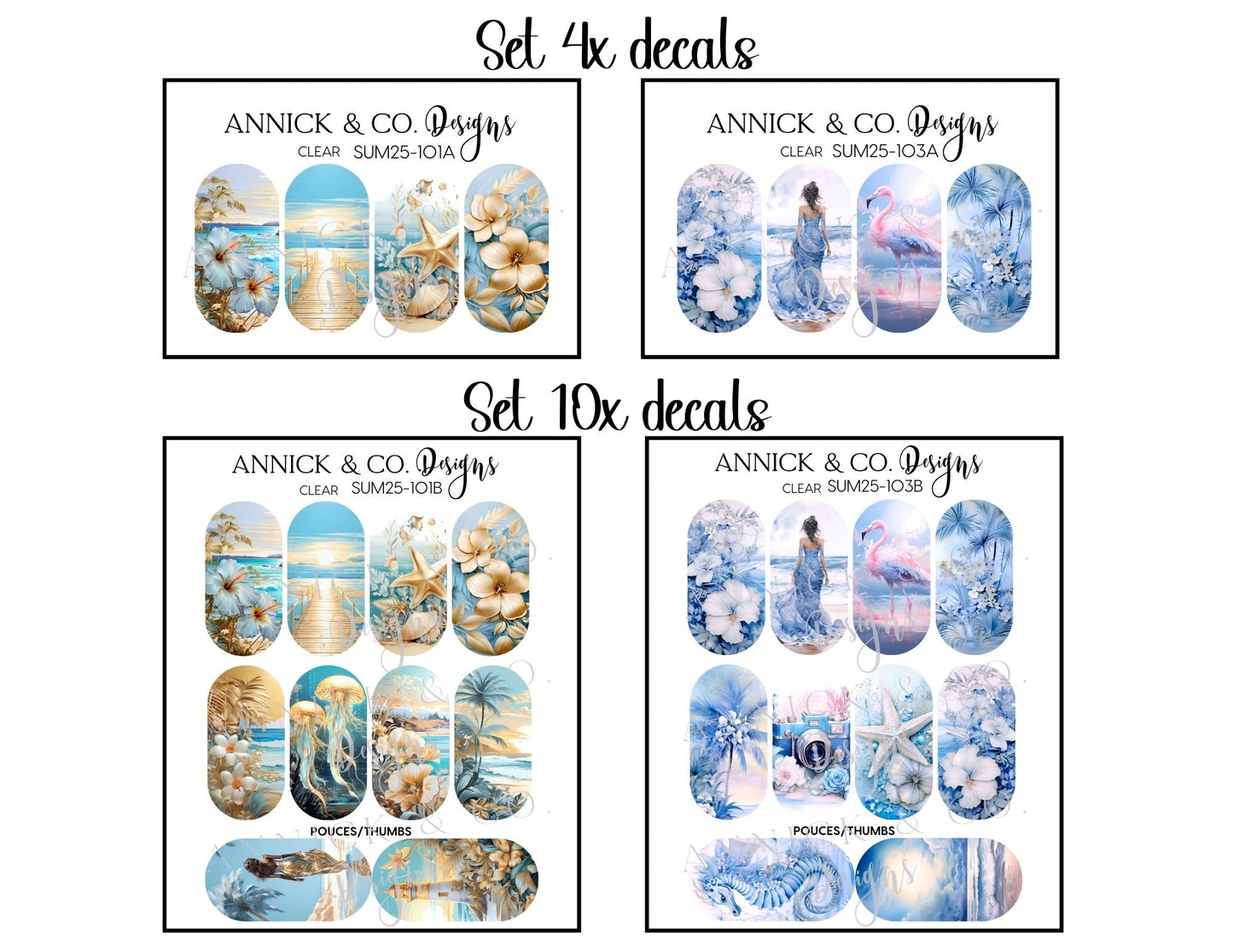 Magnificent beaches waterslide decals for nails 