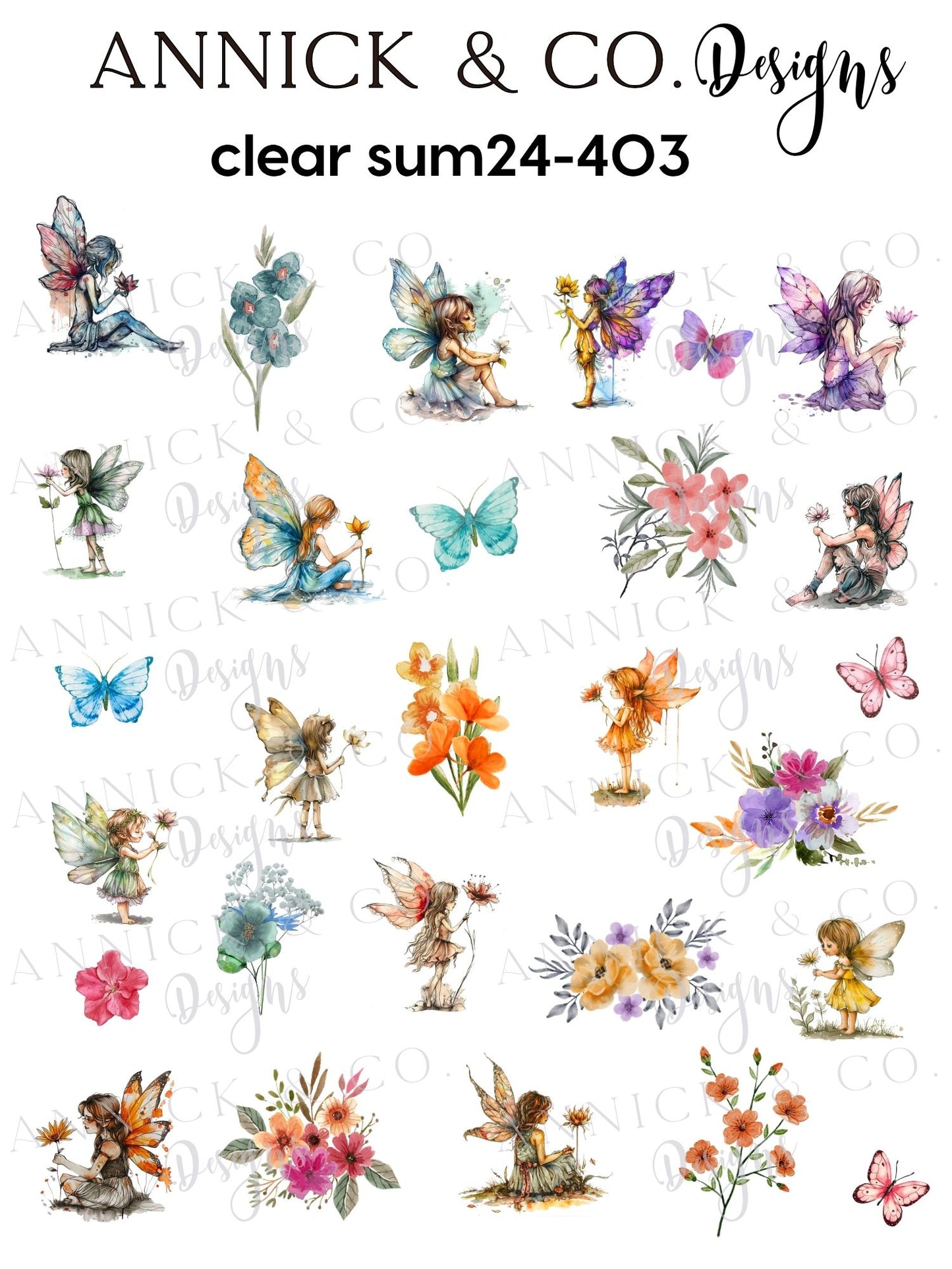 Boho Floral Fairies Nail Decals, Wildflower Nail Stickers, Aesthetic Nail Art for DIY Manicure