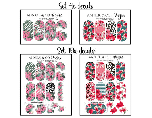 SUMMER HIBISCUS NAILS DECALS www.annickco.ca
