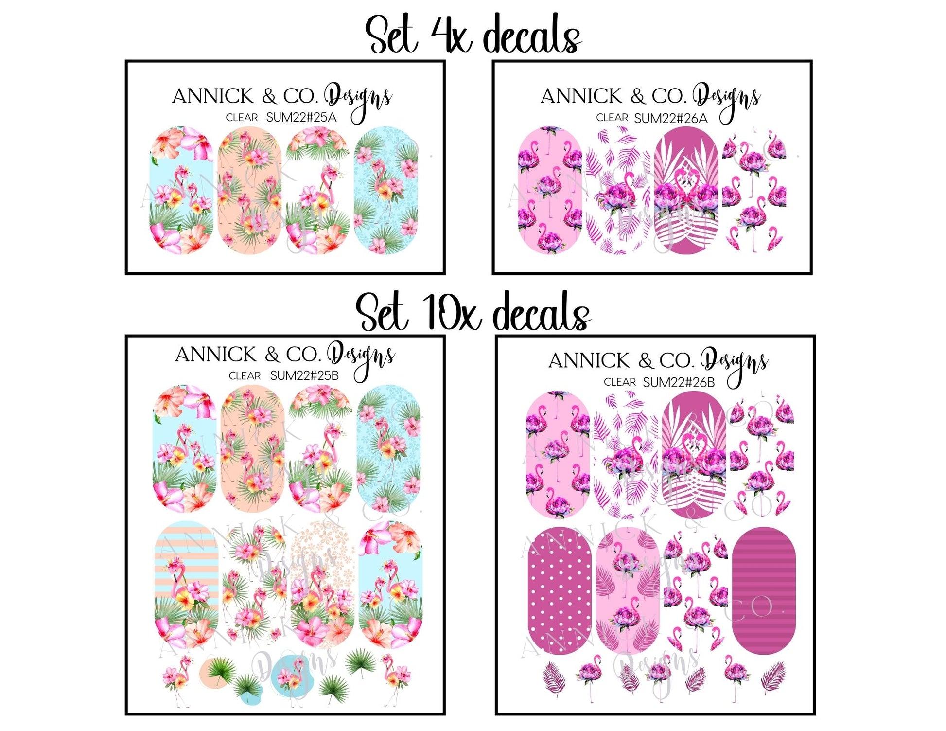PINK FLAMINGO nails decals www.annickco.ca