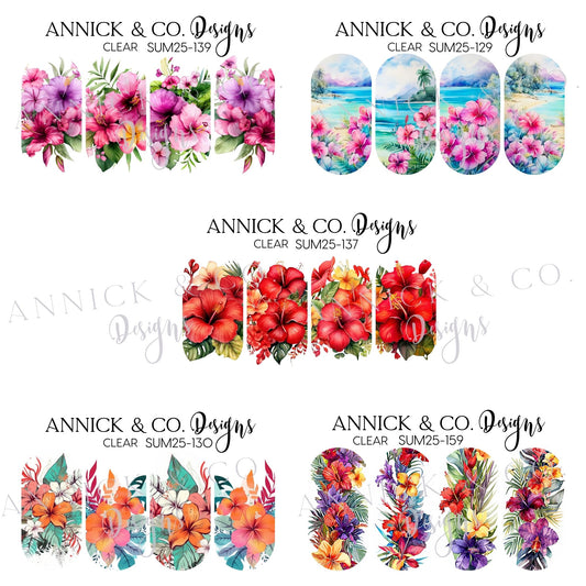 Hibiscus flowers decals for nails www.annickco.ca