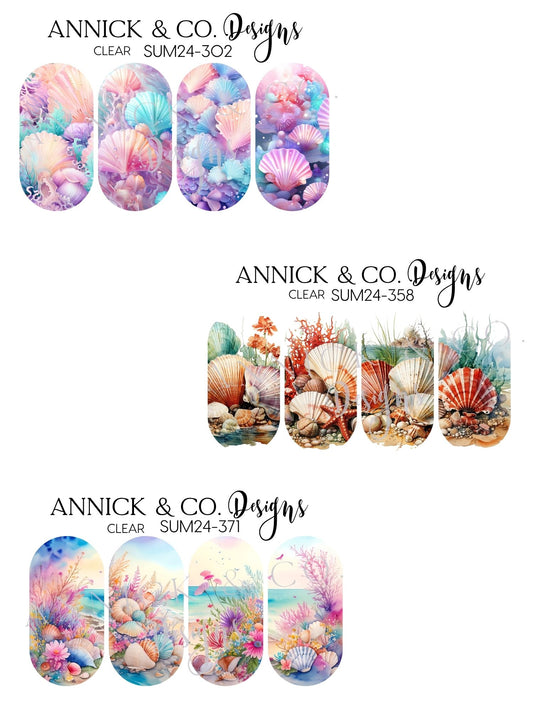 Seashell Water Slide Nail Decals, Floral Nail Stickers for Gel Nails, Acrylic Nails & DIY Nail Art