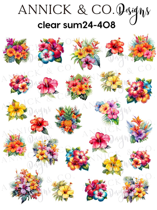 Décalcomanies ongles design minimaliste, nail art élégant, manucure moderne, autocollants pour ongles,hibiscus