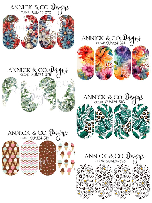 Summer bouquet Easy Nail Art , Floral Waterslide Nail Decals for DIY Manicure, Salon Quality Nails at Home