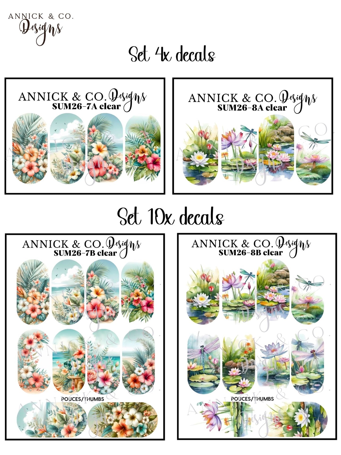Décalques à transfert d’eau pour ongles, nail art facile, manucure maison, vernis gel, acrylique ou naturel