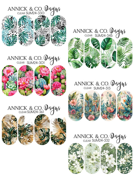 Tropical Leaves  Floral Nail Decals, Cute Nail Art Stickers, DIY Manicure Gift for Her, Easy Nail Designs