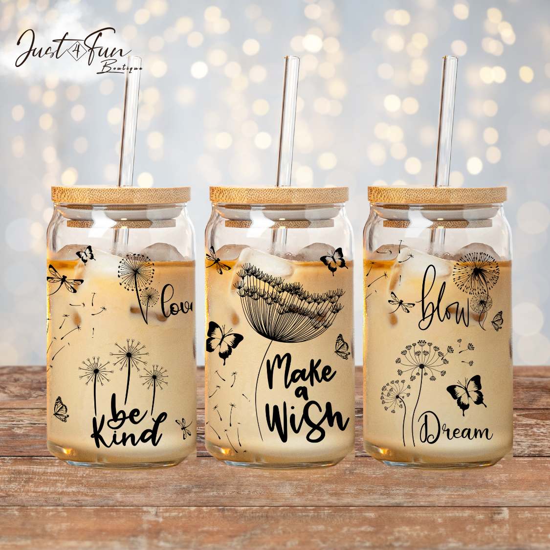 Verre/Gobelet à café glacé MAKE A WISH Dandelion iced coffee cup Annick&CoDesigns