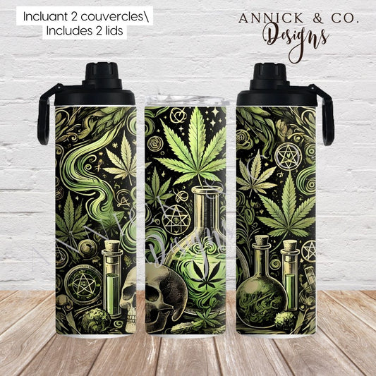Marijuana Skull 20oz 2in1 Sports Bottle/tumbler