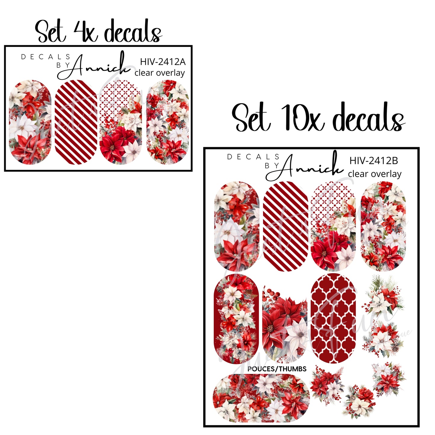 Chritmas and Winter flowers waterslide decals for nails