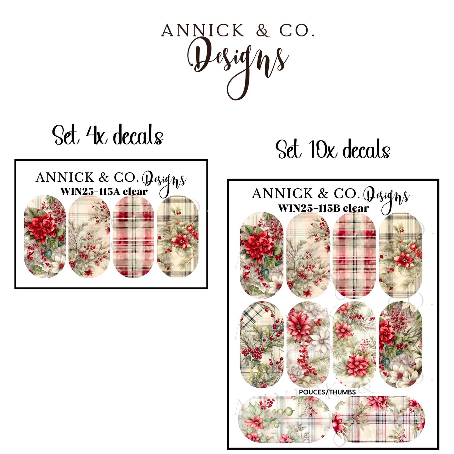 CHRISTMAS decor waterslide decals for nails