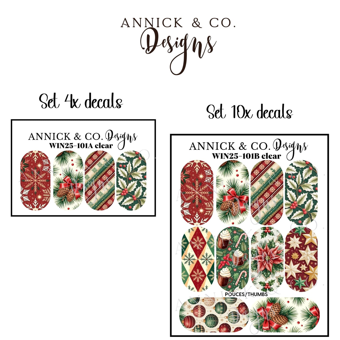 CHRISTMAS waterslide decals for nails
