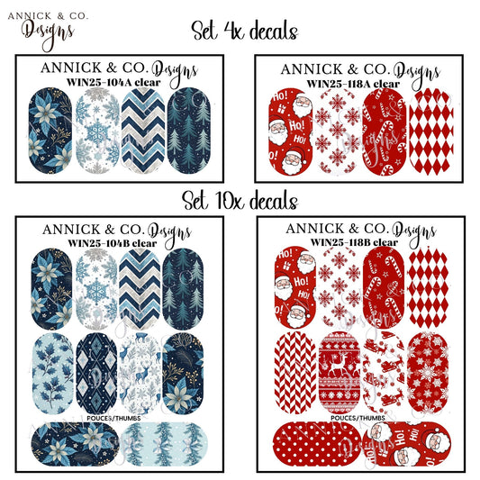 Winter and Christmas waterslide decals for nails