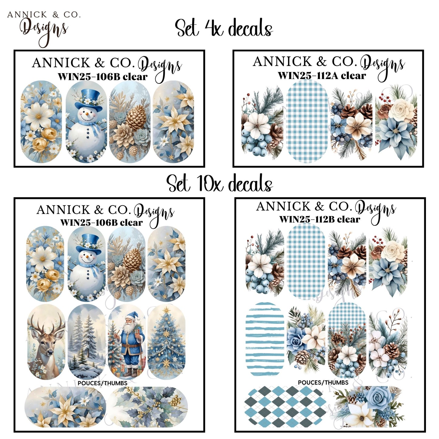 WINTER decor waterslide decals for nails