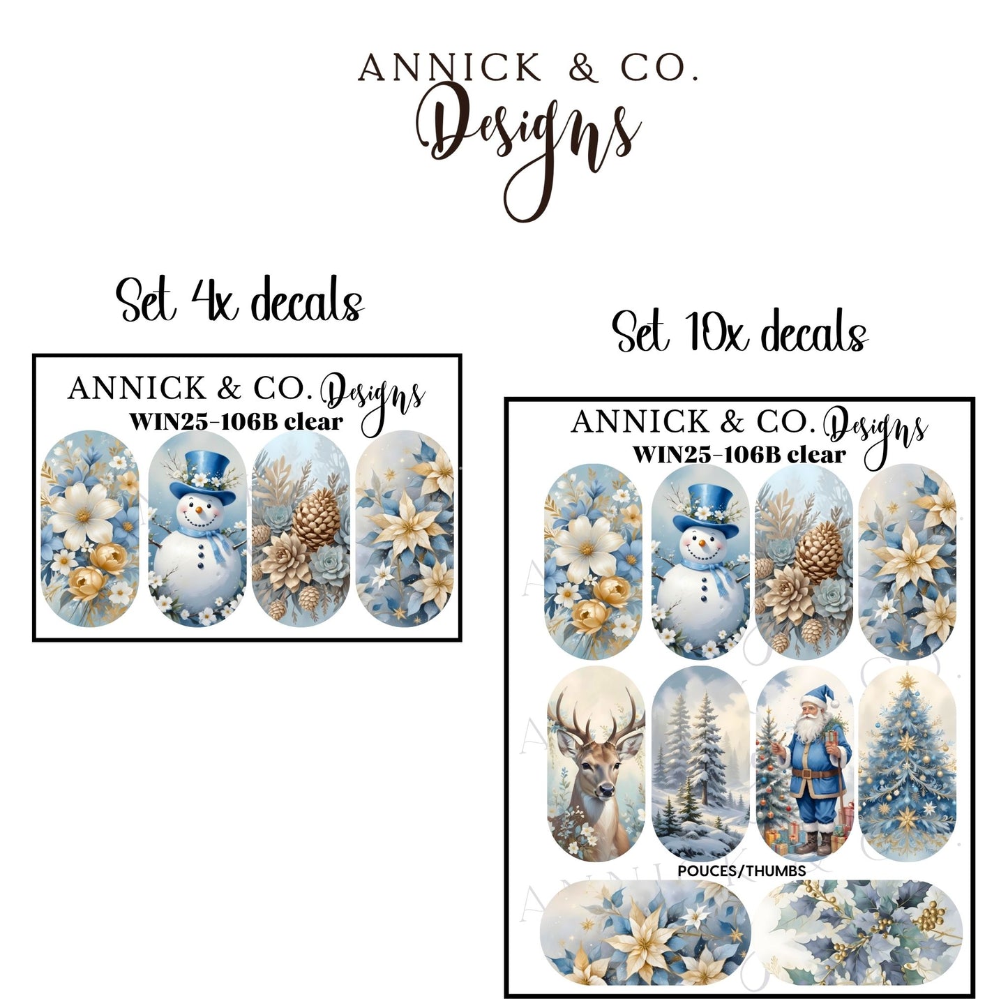 WINTER decor waterslide decals for nails