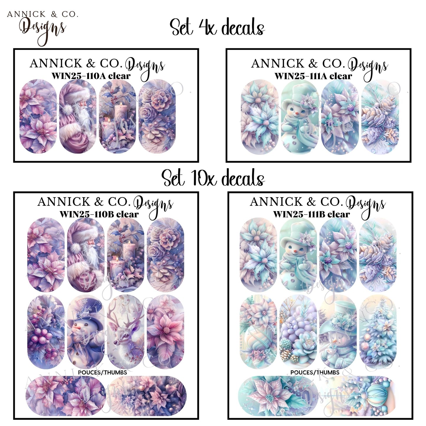 Paster winter waterslide decals for nails
