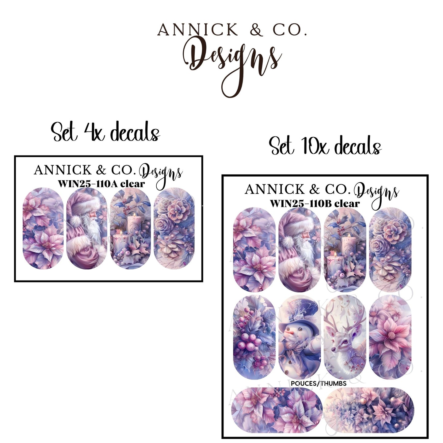 Paster winter waterslide decals for nails