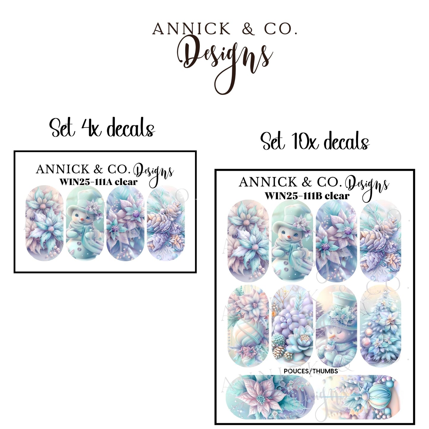 Paster winter waterslide decals for nails